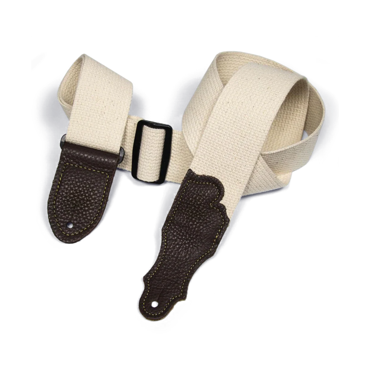 Franklin 2 Inch Natural Cotton Strap with Pebbled Chocolate Glove Leather End Tab