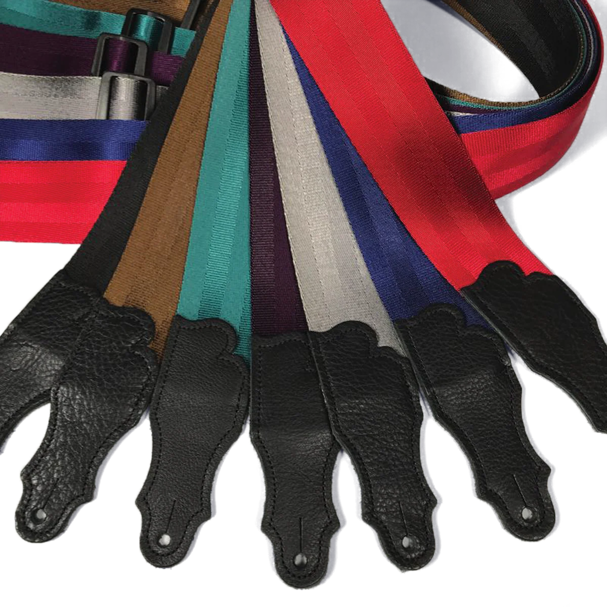 Franklin 2 Inch Purple Aviator Seat Belt Strap with Pebbled Glove Leather End Tab - Image 2