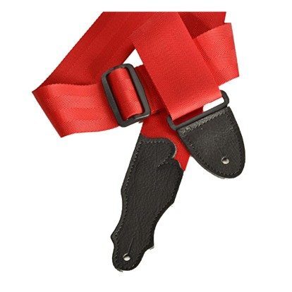 Franklin 2 Inch Red Aviator Seat Belt Strap with Pebbled Glove Leather End Tab