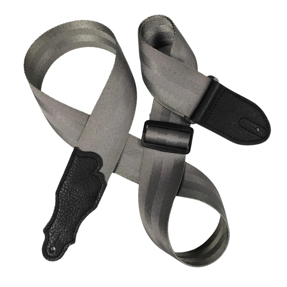 Franklin 2 Inch Silver Aviator Seat Belt Strap with Pebbled Glove Leather End Tab
