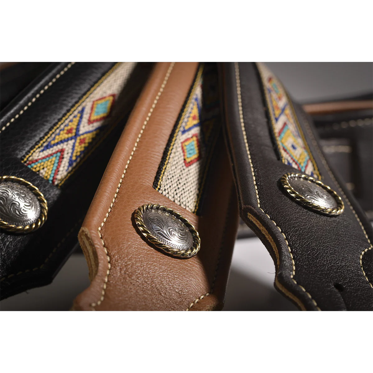 Franklin 2 Inch Southwest Padded Glove Leather with Hitch Weave & Concho - Image 2