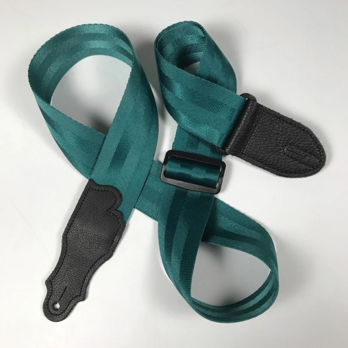 Franklin 2 Inch Teal Aviator Seat Belt Strap with Pebbled Glove Leather End Tab
