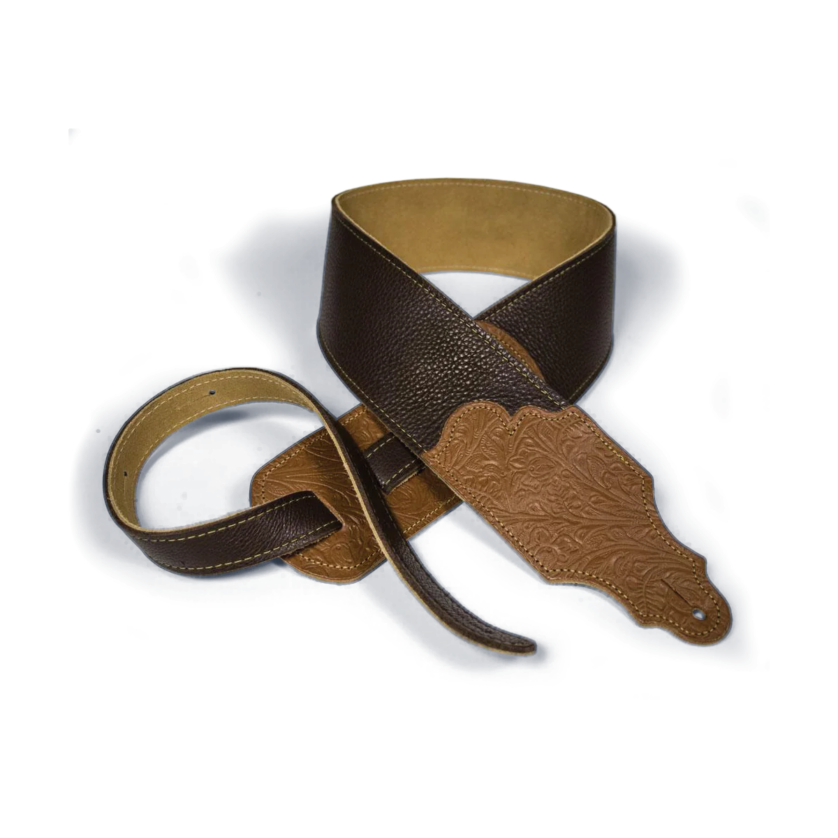 Franklin 3 Inch Chocolate Glove Leather with Tooled Caramel Ends