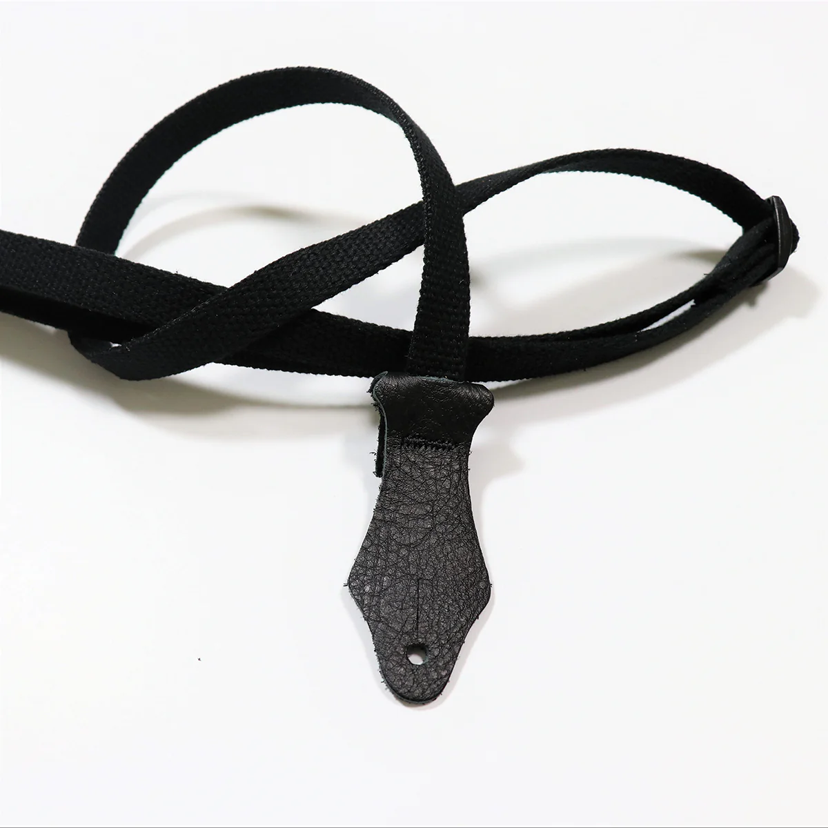 Franklin 5/8 Inch Black Cotton Ukulele Strap with Black Glove Leather End (UK2-BK) - Image 2