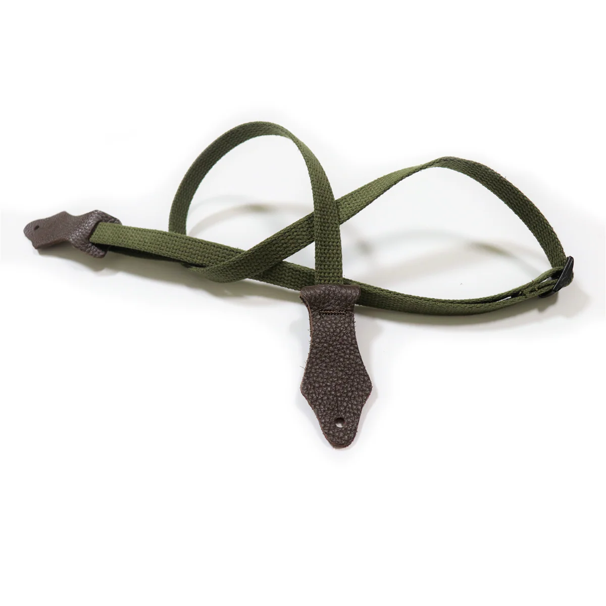 Franklin 5/8 Inch Olive Cotton Ukulele Strap with Chocolate Glove Leather Ends (UK2-OL)