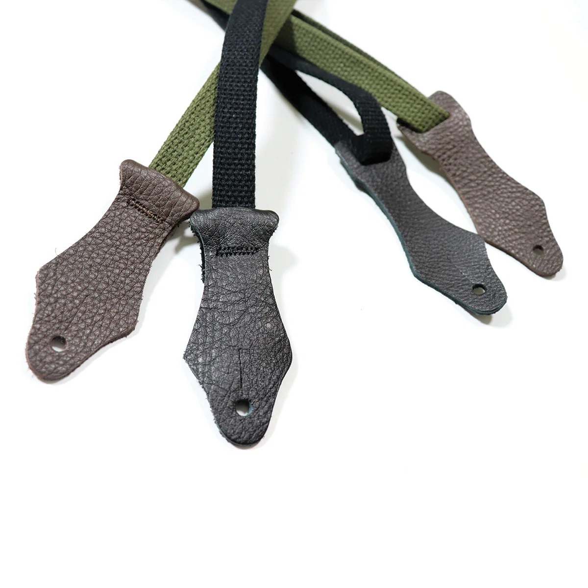 Franklin 5/8 Inch Olive Cotton Ukulele Strap with Chocolate Glove Leather Ends (UK2-OL) - Image 3