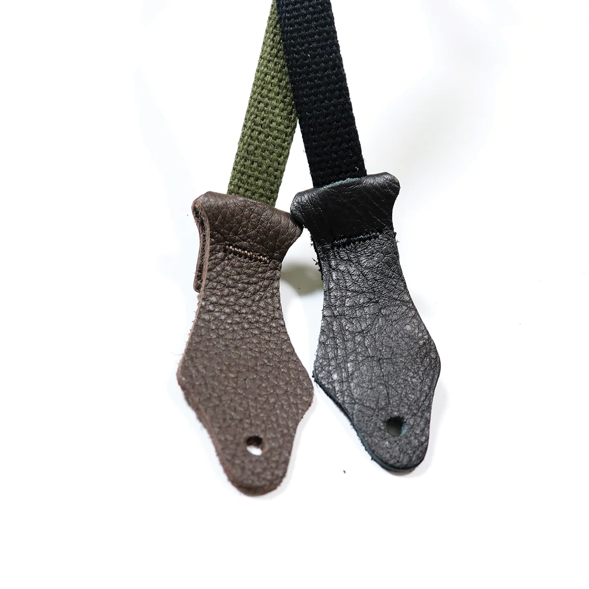 Franklin 5/8 Inch Olive Cotton Ukulele Strap with Chocolate Glove Leather Ends (UK2-OL) - Image 4