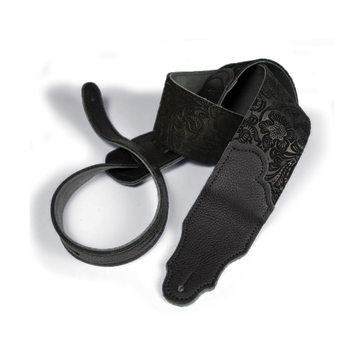 Franklin Embossed 2.5 Inch Black Suede with Pebbled Black Glove Leather End