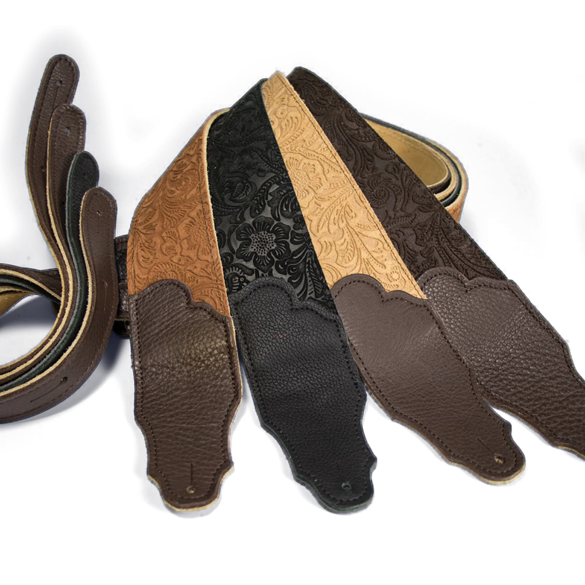 Franklin Embossed 2.5 Inch Black Suede with Pebbled Black Glove Leather End - Image 2