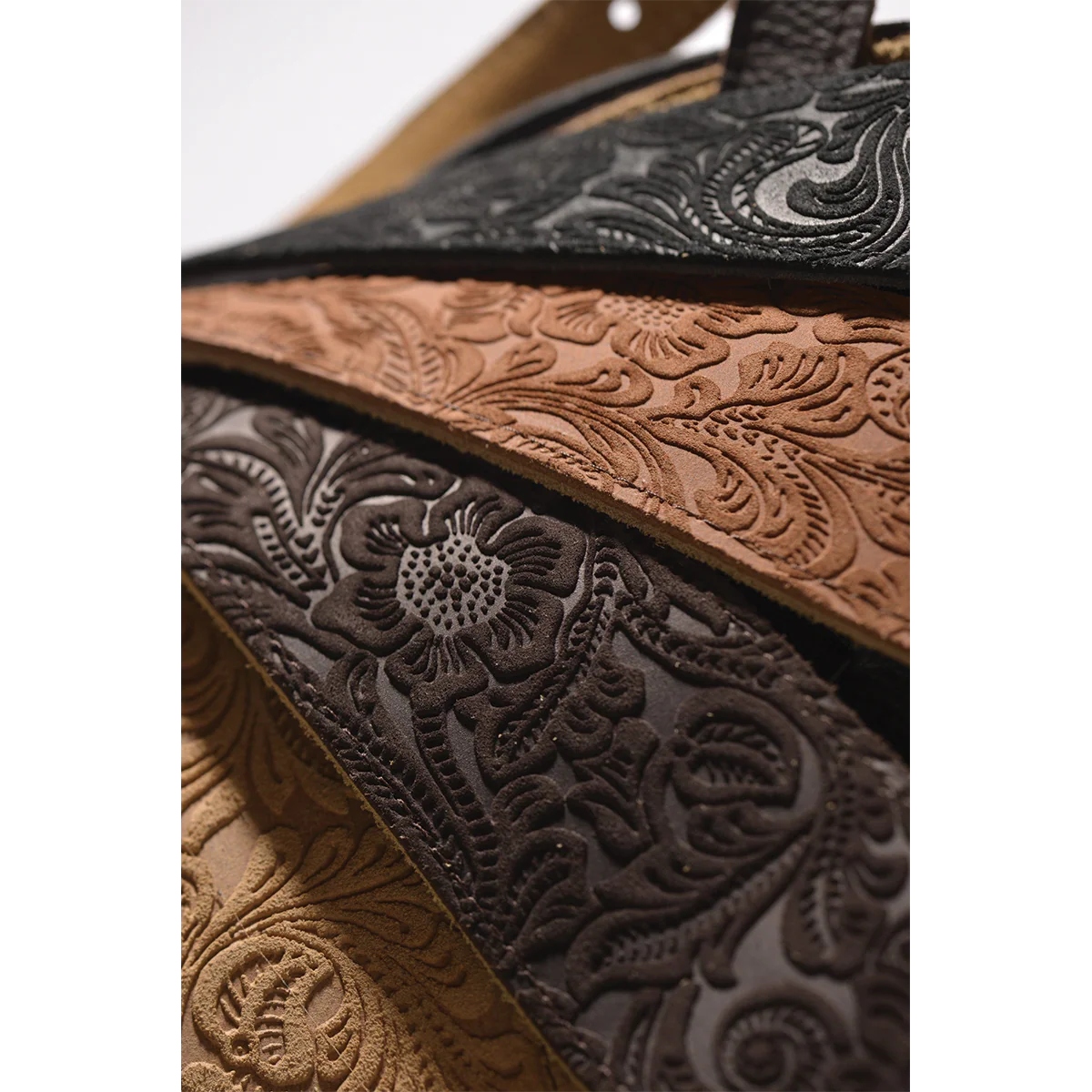 Franklin Embossed 2.5 Inch Black Suede with Pebbled Black Glove Leather End - Image 3