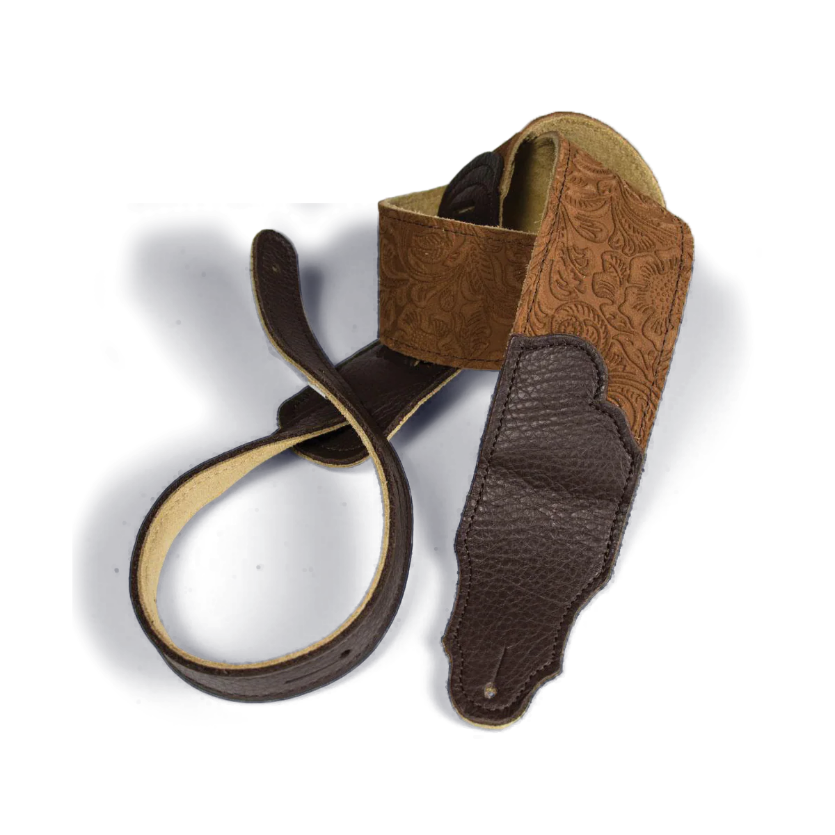 Franklin Embossed 2.5 Inch Caramel Suede with Pebbled Chocolate Glove Leather End