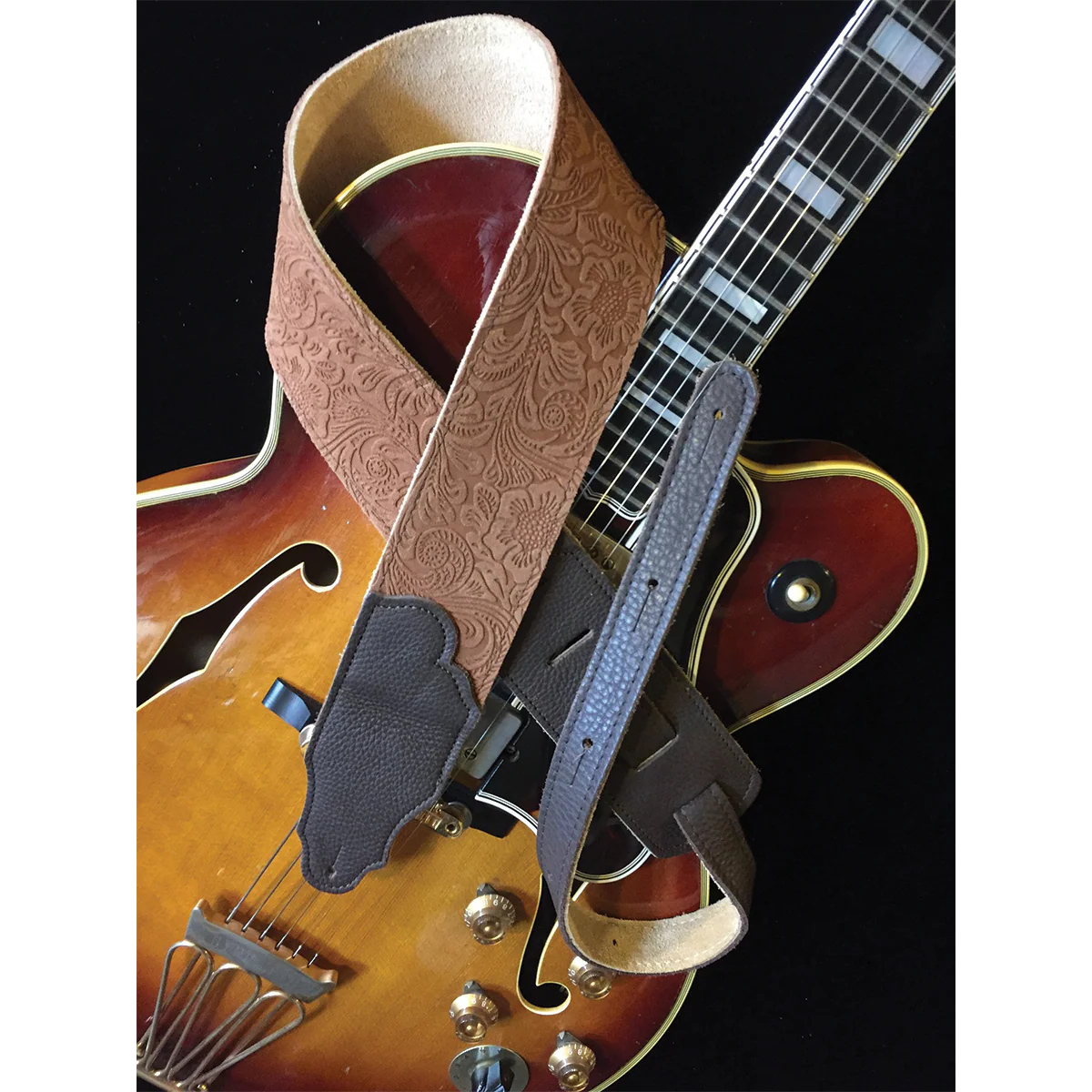 Franklin Embossed 2.5 Inch Caramel Suede with Pebbled Chocolate Glove Leather End - Image 5