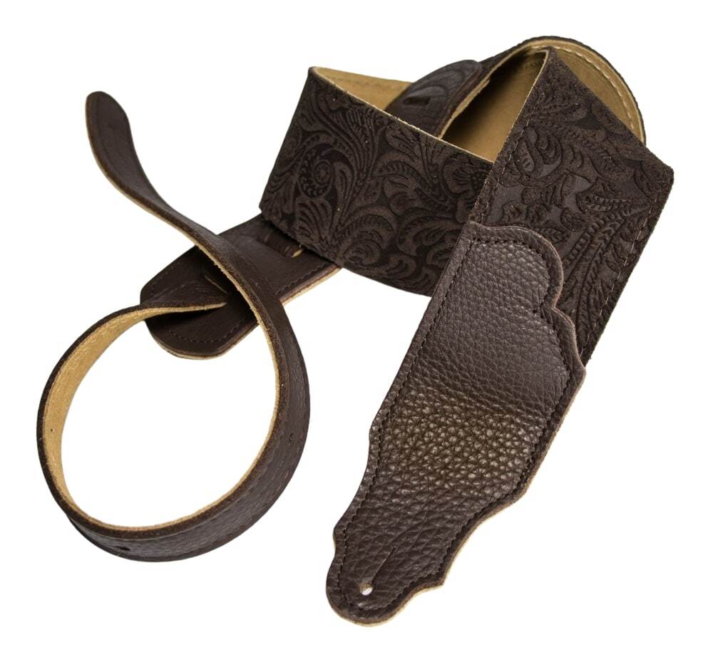 Franklin Embossed 2.5 Inch Chocolate Suede with Pebbled Chocolate Glove Leather End