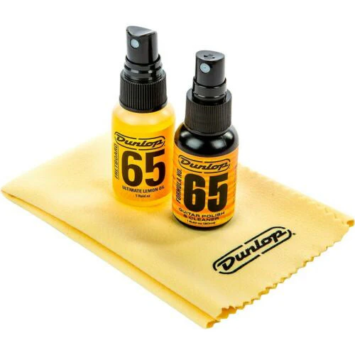 Jim Dunlop Guitar Body & Fingerboard Gift Pack. Includes Formula 65 Guitar Cleaner and Lemon Oil. With polishing cloth