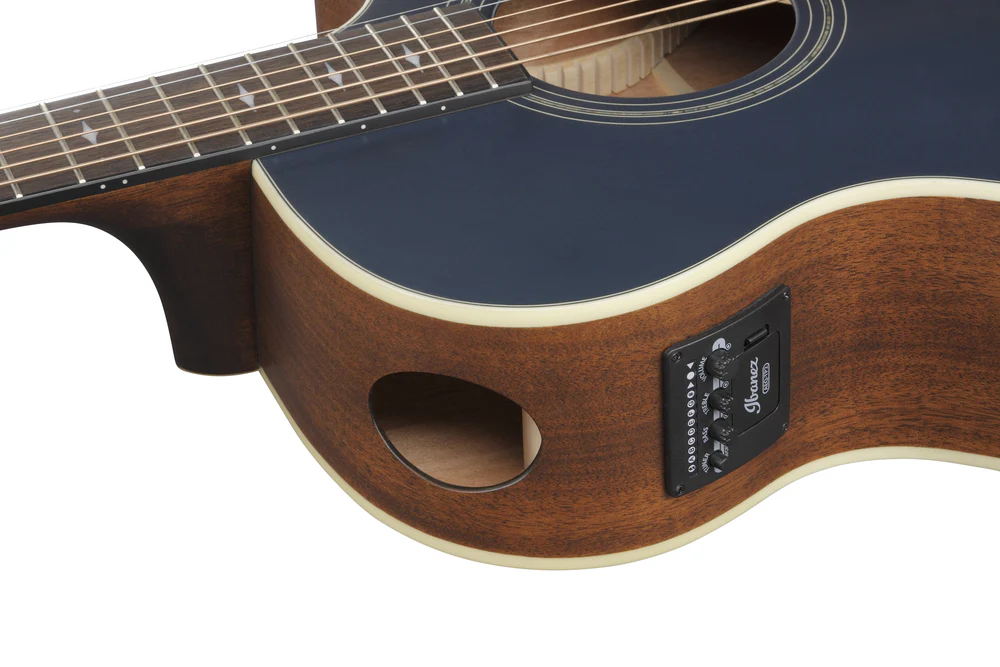 Ibanez AE100DBF Electro Acoustic Guitar Dark Tide Blue Flat - Image 4