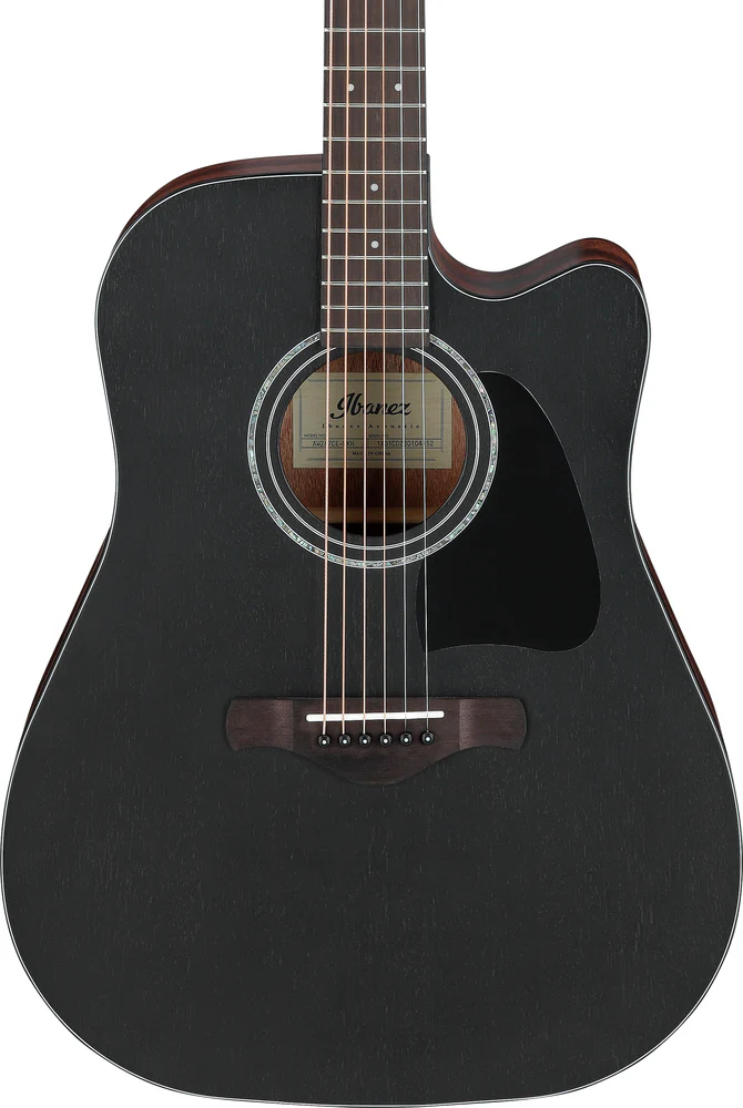 Ibanez AW247CEWKH Electro Acoustic Guitar Weathered Black Open Pore Top, Open Pore Natural Back and Sides - Image 3