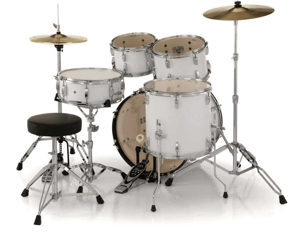 Pearl Roadshow Junior Pack With Hardware, Stool & Cymbals - Pure White - Image 4