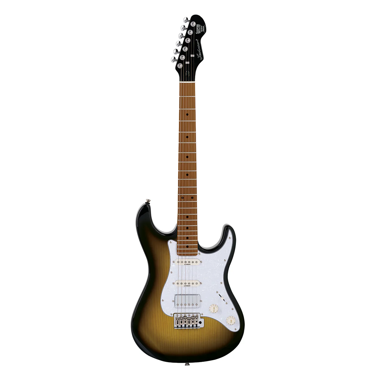 Sceptre Ventana Deluxe Double Cutaway HSS See Thru 2 Tone Sunburst with Maple Board by Levinson