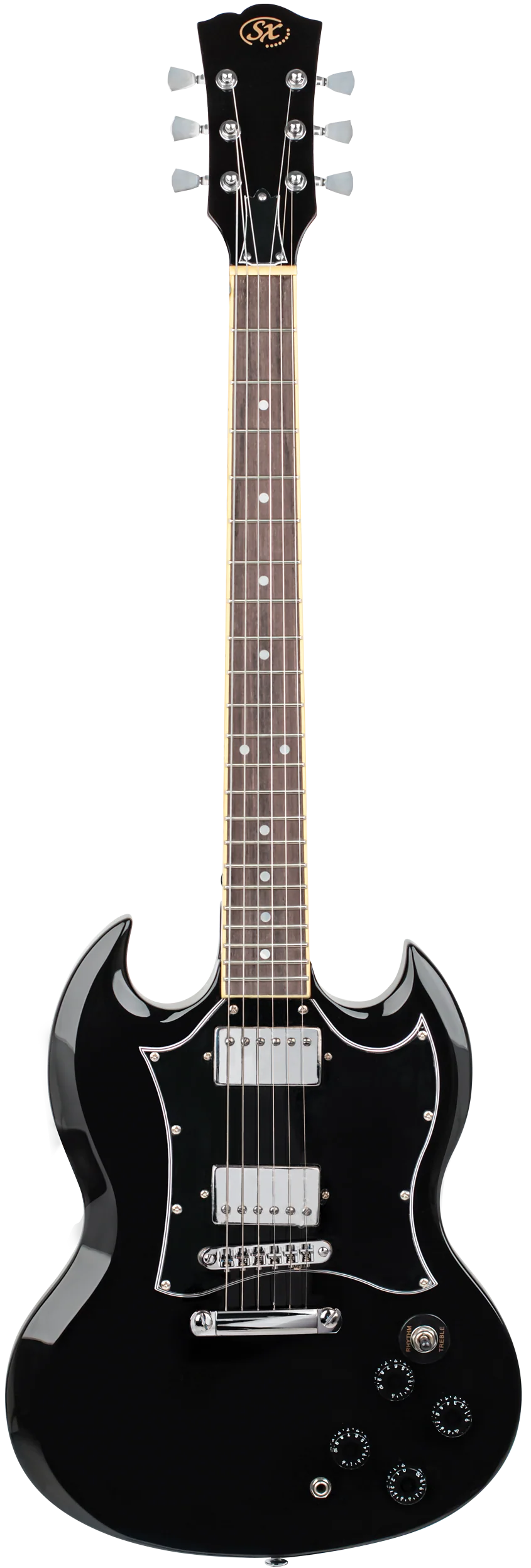 SX PKSE4SKB - SG Style Guitar and Amp Pack – Black - SX Guitar, 10 Watt Amp, Clip-On Tuner, Padded Bag, Strap, Picks, Lead, FREE Online Lessons