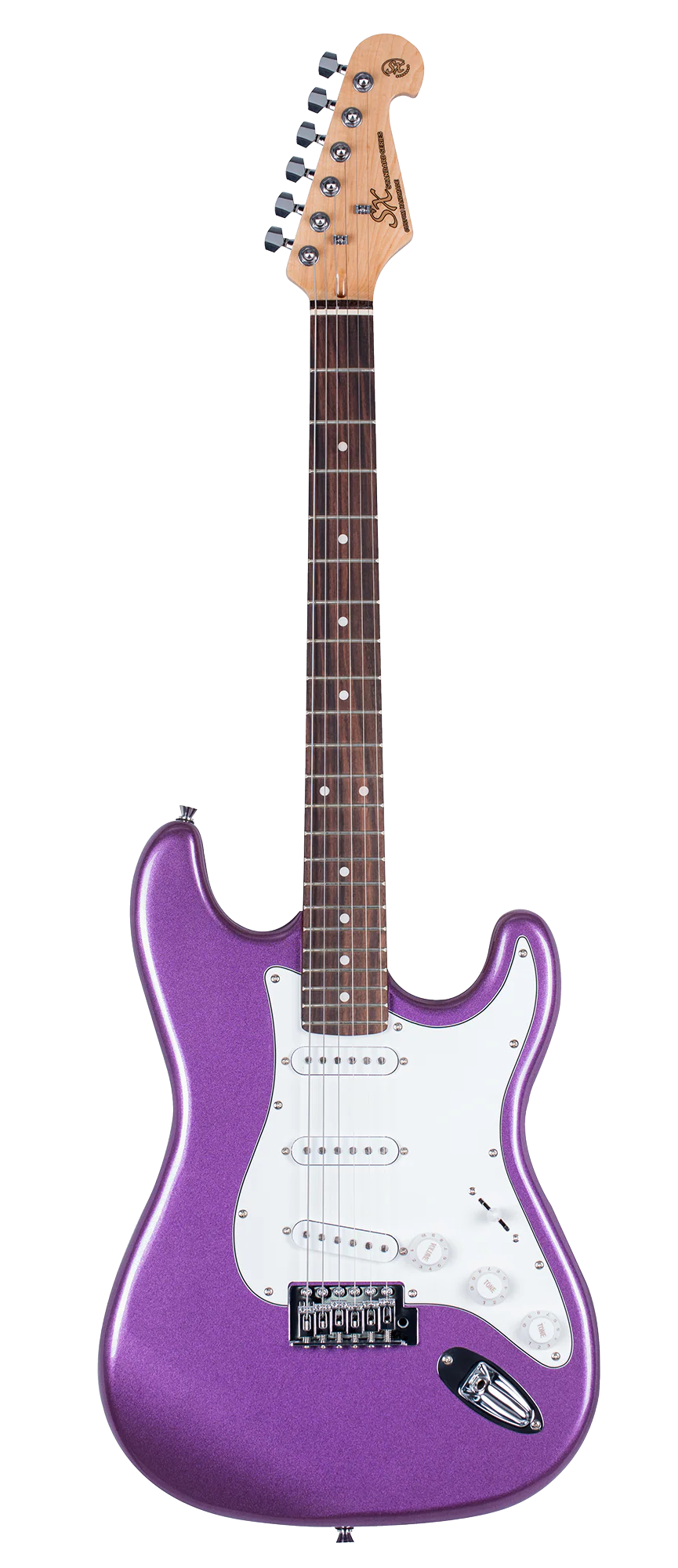 SX SE1SKMP - SC Style Guitar and Amp Pack – Metallic Purple - SX Guitar, SX 10 Watt Amp, Clip-On Tuner, Padded Bag, Strap, Picks, Lead, FREE Online Lessons
