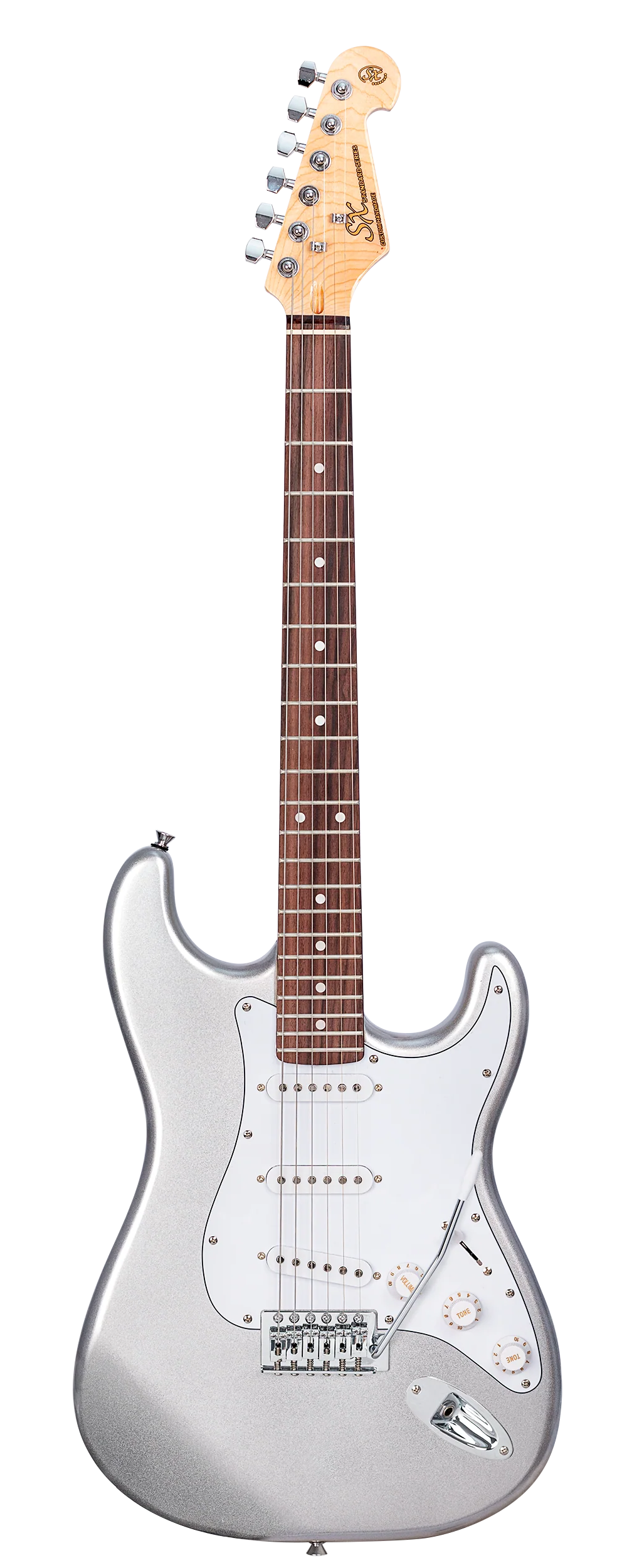 SX SE1SKMS - SC Style Guitar and Amp Pack – Metallic Silver - SX Guitar, SX 10 Watt Amp, Clip-On Tuner, Padded Bag, Strap, Picks, Lead, FREE Online Lessons