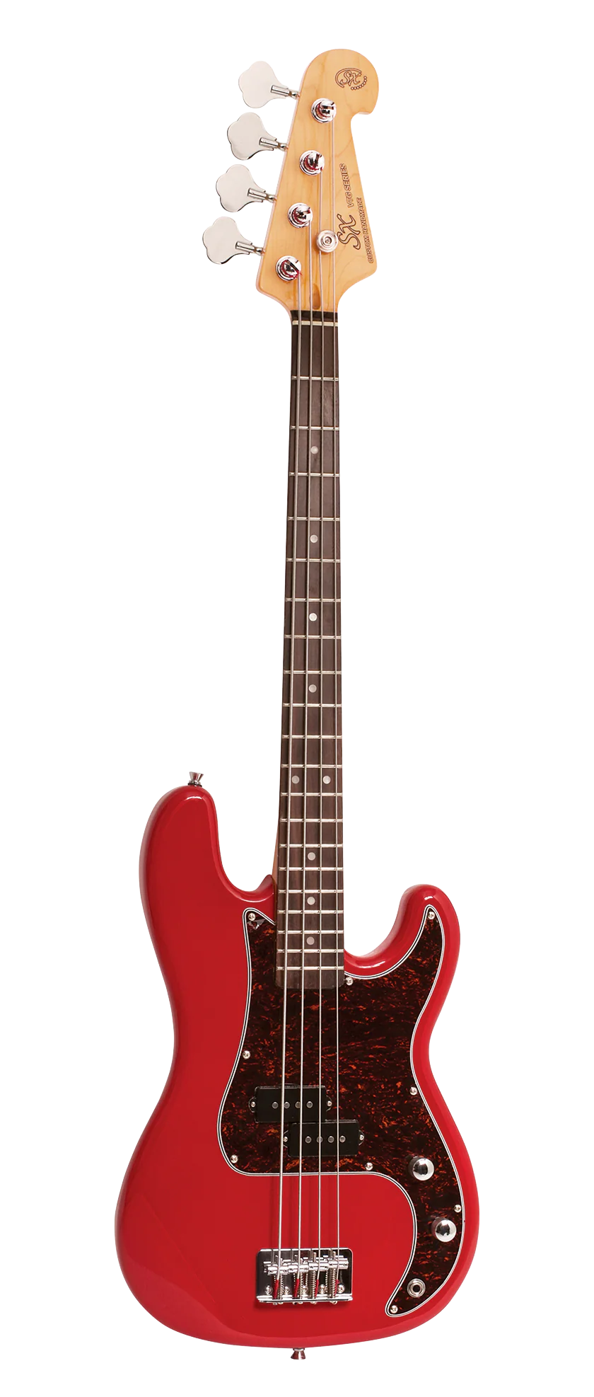 SX VEP34FR-PK2 - ¾ PB Style Bass and Amp Pack – Fiesta Red - SX Bass, 15 Watt Bass Amp,Padded Bag, FREE Online Lessons