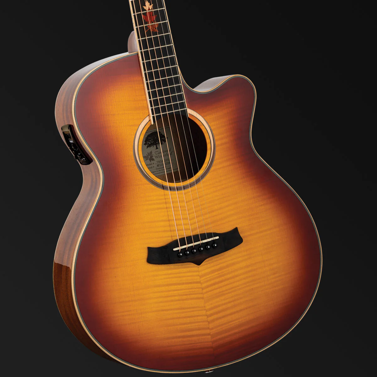 Tanglewood Winterleaf Exotic Superfolk Solid Top Cutaway Electric Guitar with Sunburst Flame Maple - Image 2