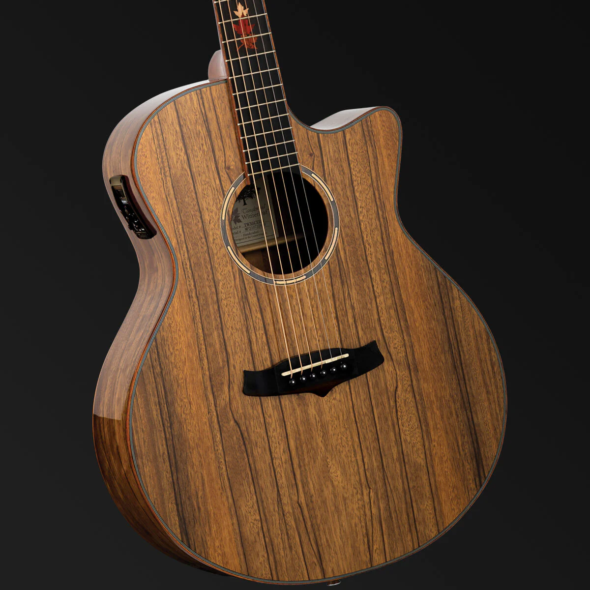 Tanglewood Winterleaf Exotic Superfolk Solid Top Venetian Cutaway Electric Guitar all Black Walnut - Image 2