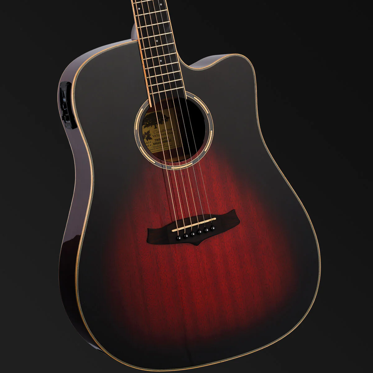 Tanglewood Winterleaf Pro Dreadnought Cutaway Electric Antique Vintage Burst Gloss - Image 2