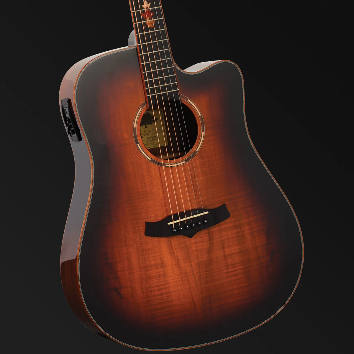Tanglewood Winterleaf Pro Exotic Dreadnought Cutaway Electric Koa - Image 2