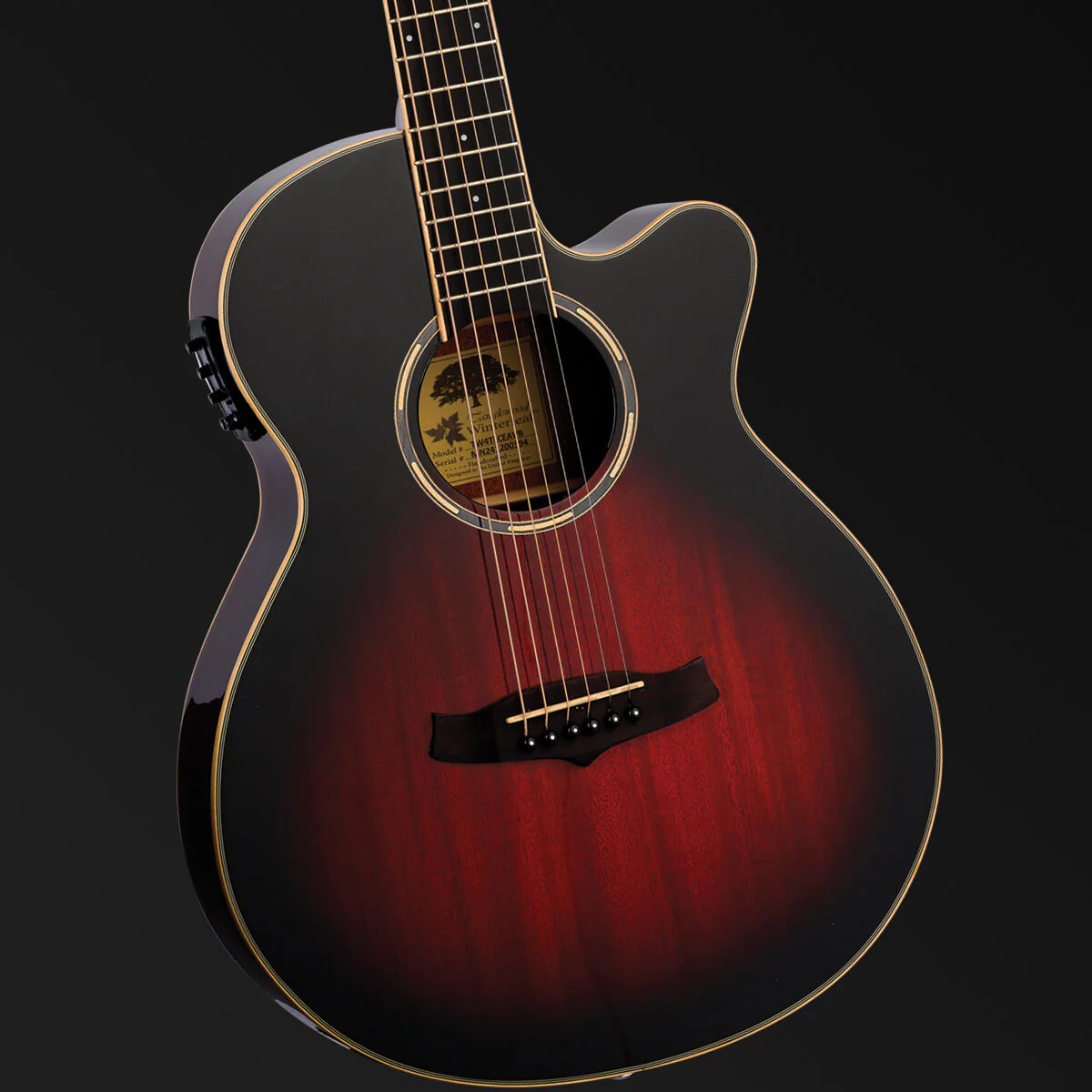 Tanglewood Winterleaf Pro Thinline Super Folk Cutaway Electric Antique Vintage Burst - Image 2