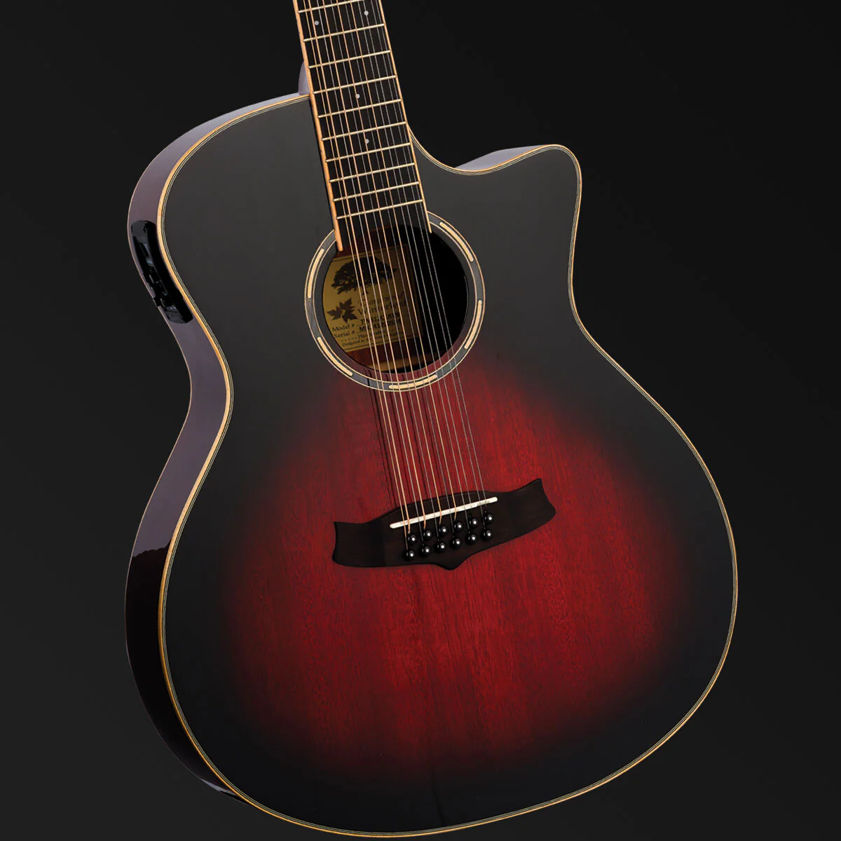 Tanglewood Winterleaf Pro Venetian Cutaway Electric 12-String Vintage Burst - Image 2