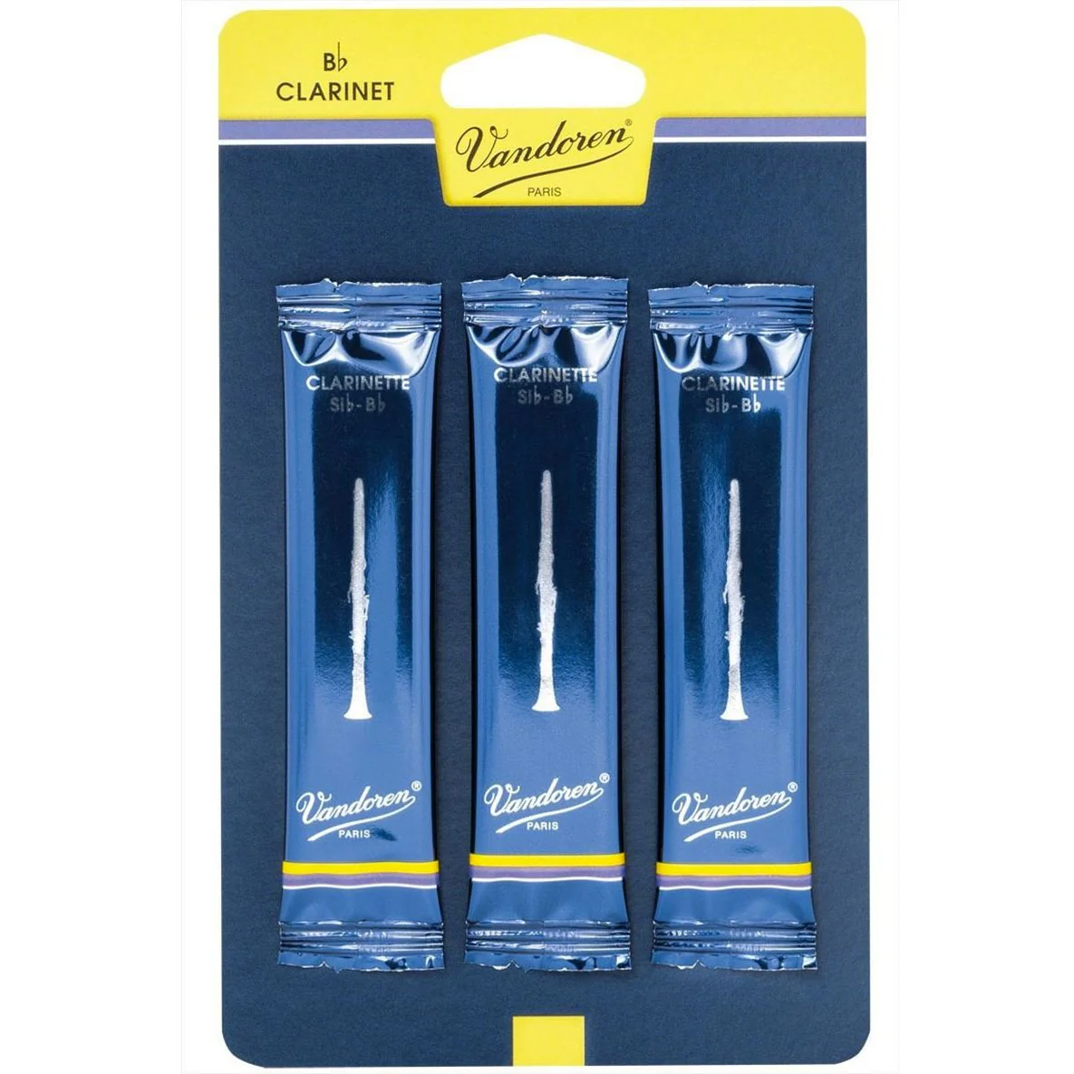 Vandoren B Flat Clarinet Reeds - TRADITIONAL - Card of 3 - Grade 1.5