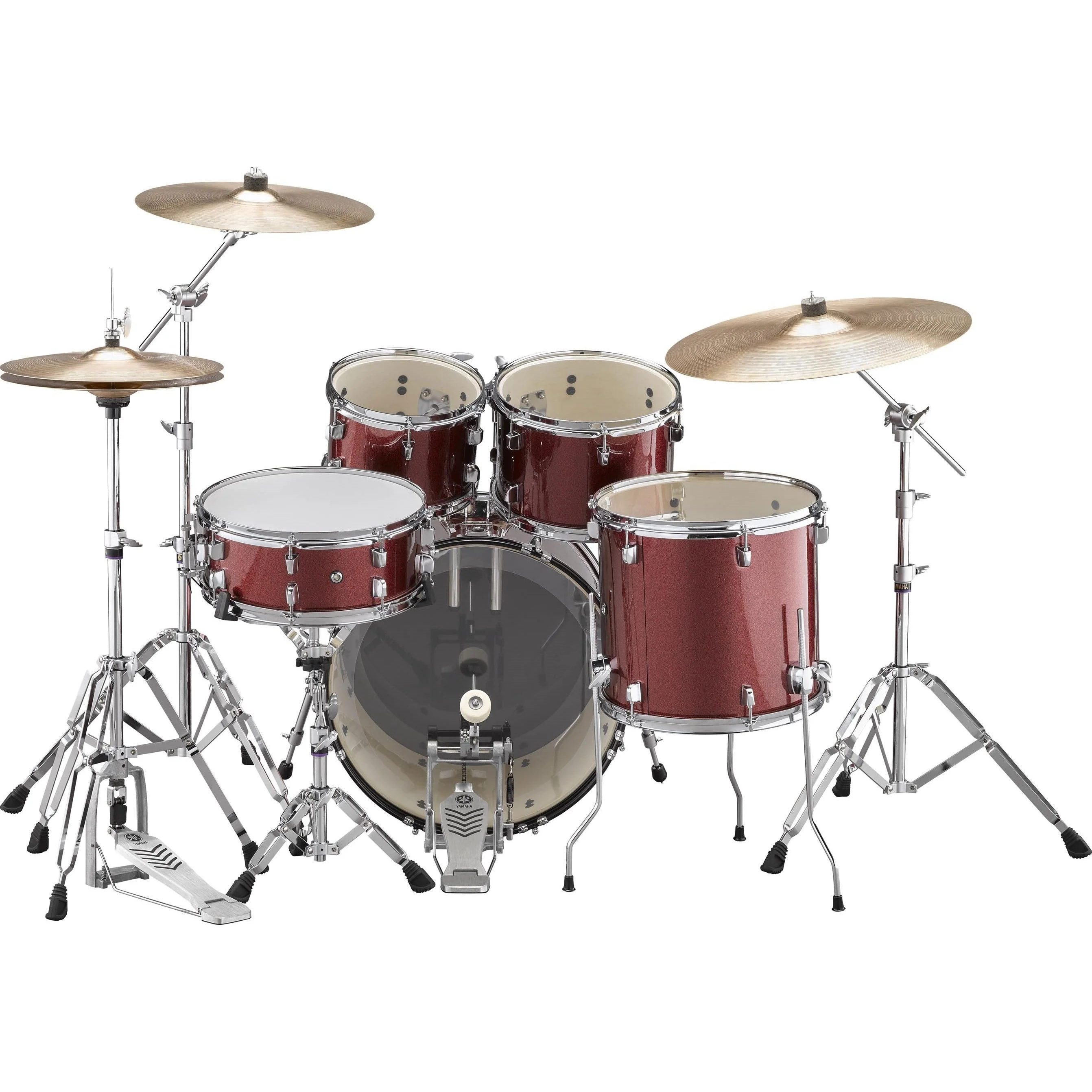Yamaha Rydeen Fusion Drum Kit In Burgundy Glitter With Hardware Cymbals Sticks And Stool - Image 3